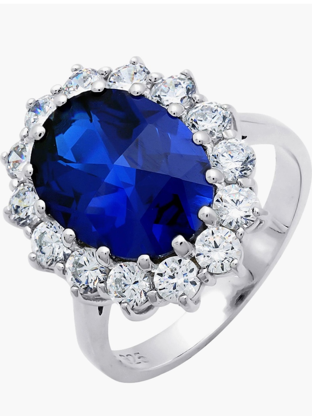 Crislu Deep Sapphire Halo Cocktail Ring Size 6